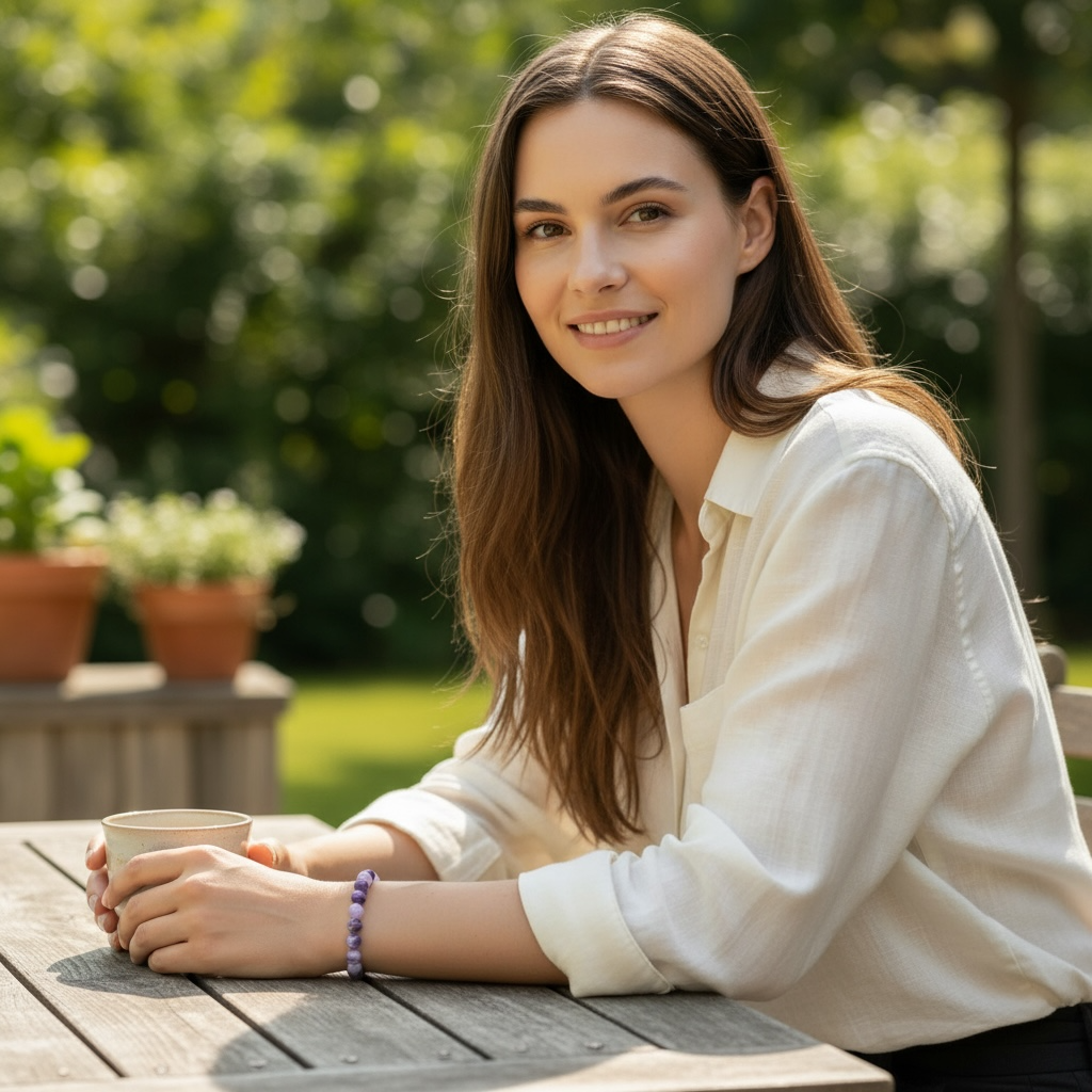Brazil AA ribboned amethyst bracelet (5-6mm balls)
