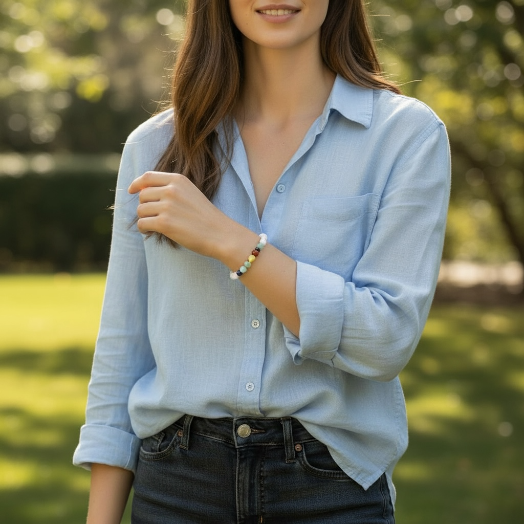 Bracelet 7 chakras howlite A (boules 7-8mm)