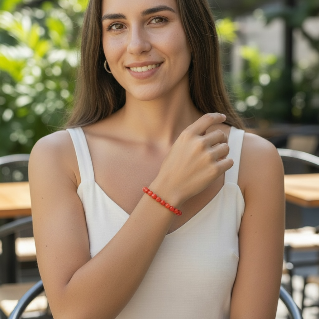 Heated Carnelian Bracelet Brazil A (7-8mm balls)
