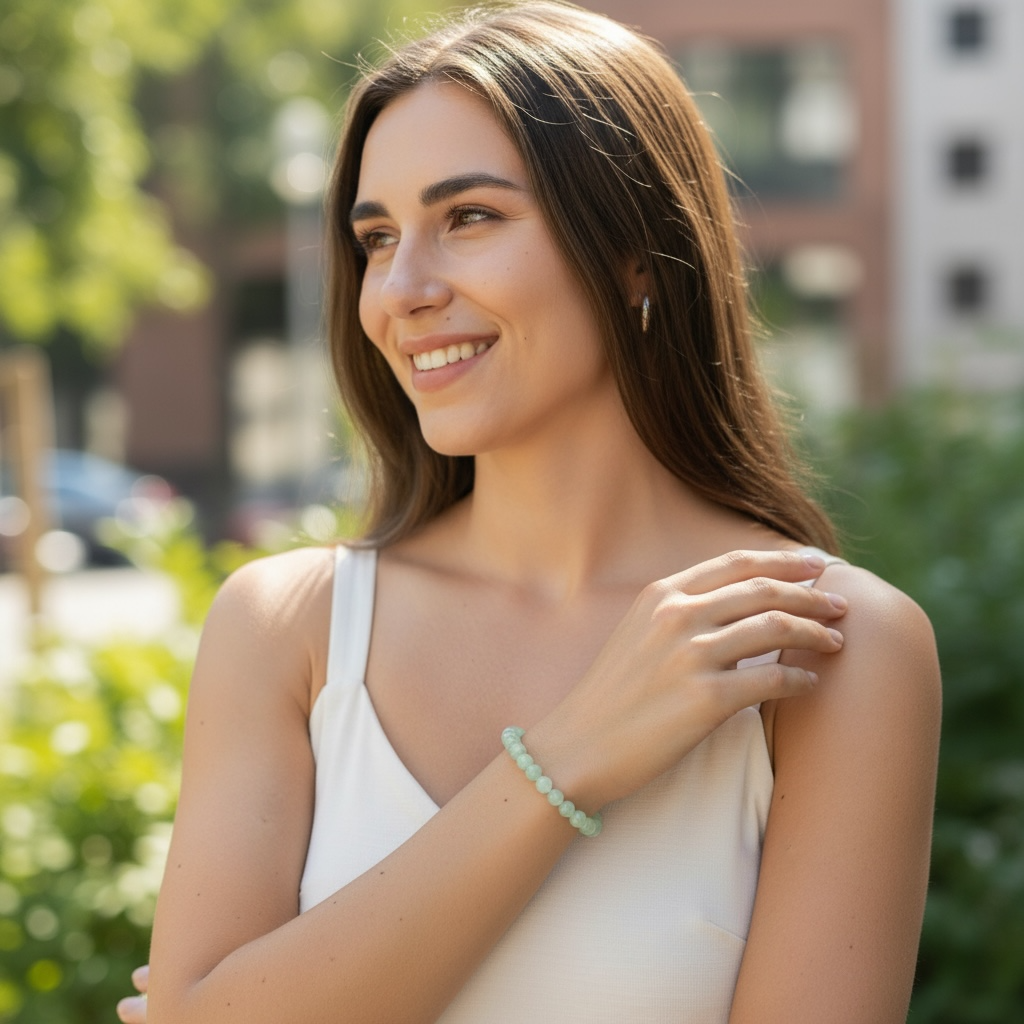 Green aventurine bracelet from Brazil A (7-8mm beads)