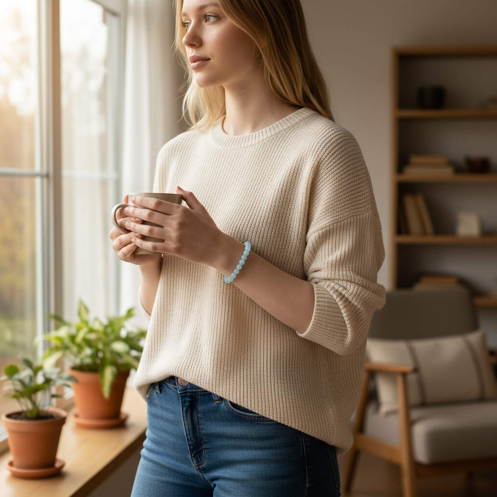 Mexico AAA blue calcite bracelet (5-6mm balls)