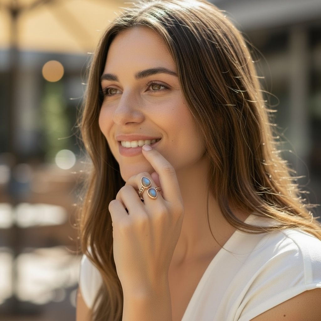 Bague réglable labradorite Madagascar AA argent 925