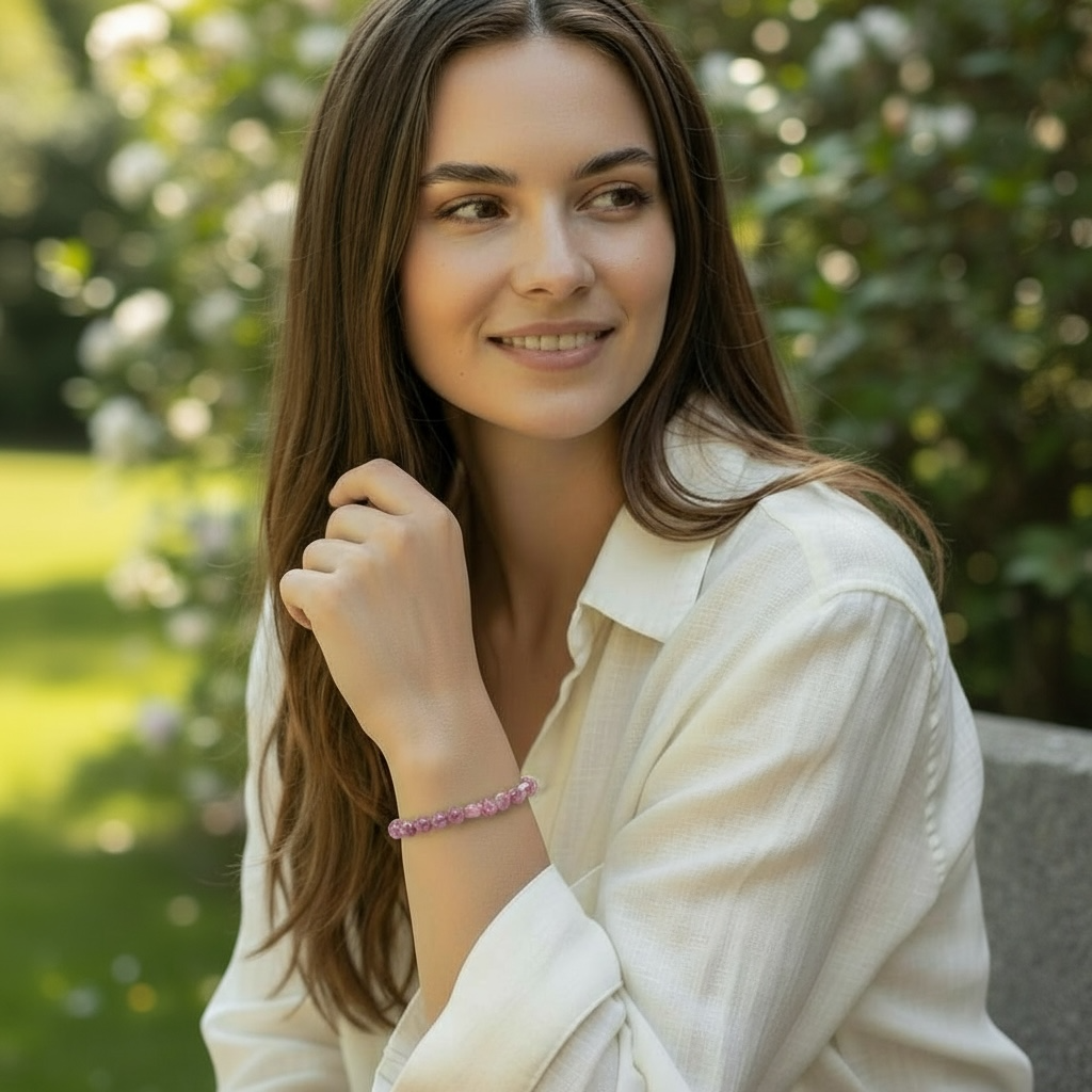 Pink tourmaline bracelet (rubelite) Brazil A (grains 5-7mm)