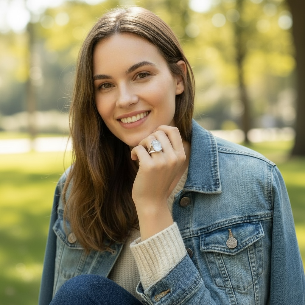 Bague cristal diamant Herkimer Pakistan AA argent 925