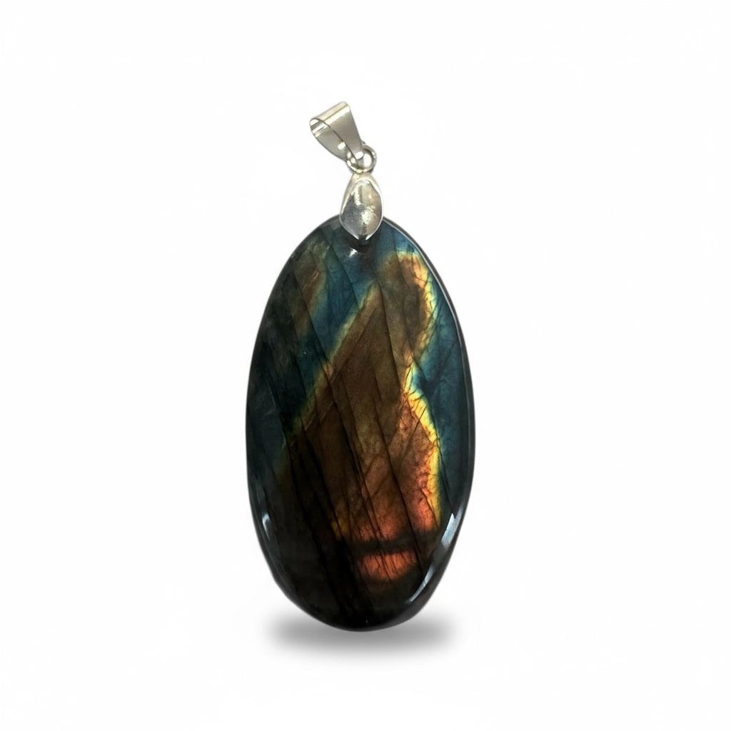 Pendentif labradorite multicolore Madagascar AA+
