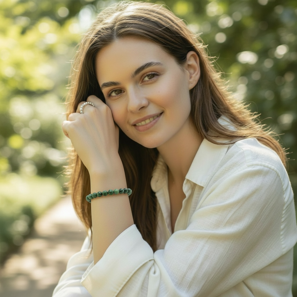 Ruby bracelet on zoisite Tanzania A (7-8mm balls)