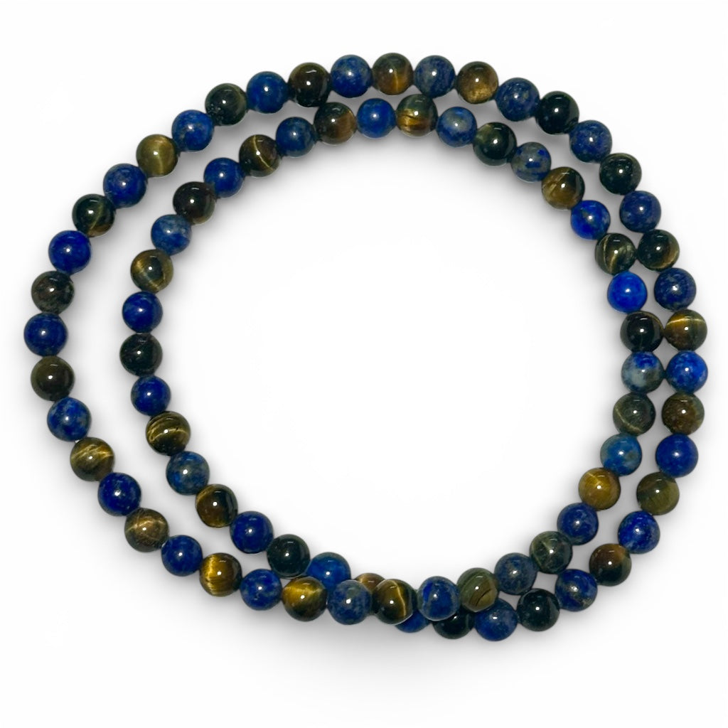Collier/Bracelet lapis lazuli/Oeil de tigre A (boules 5-6mm)
