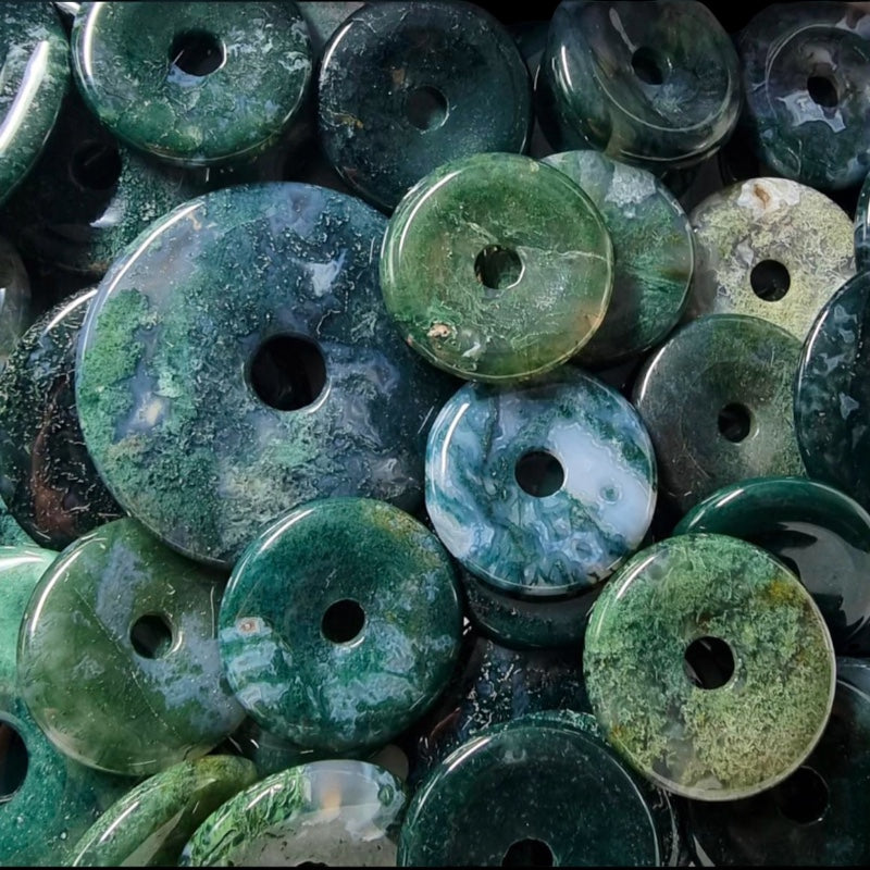 Donut or PI Chinese moss agate Brazil A