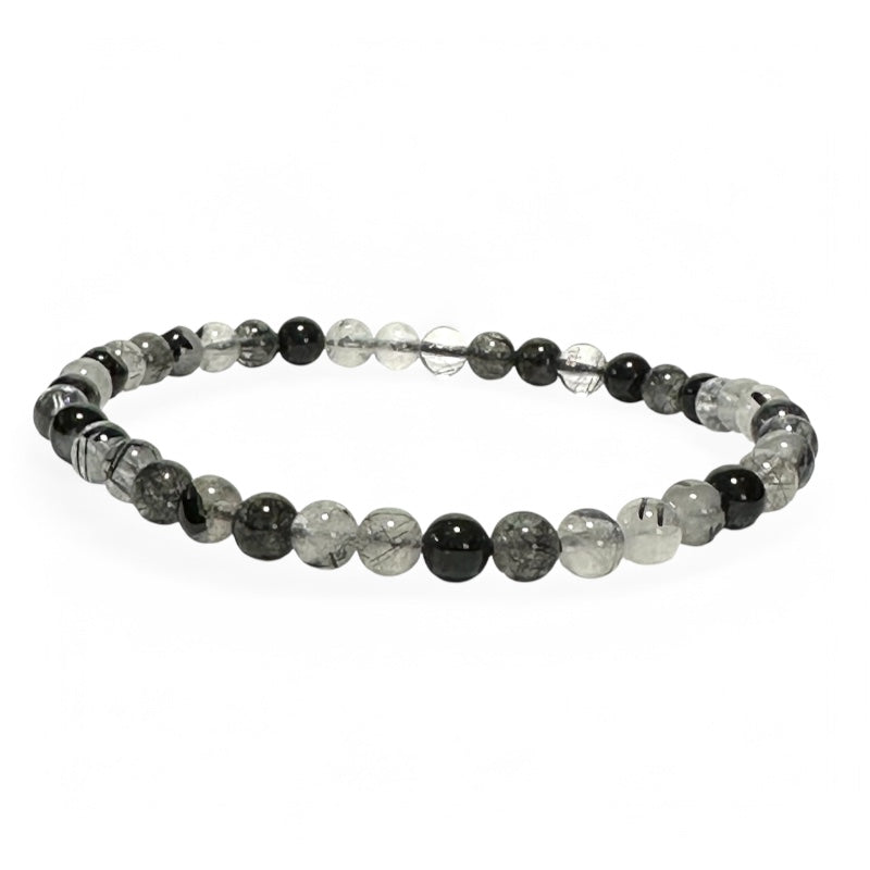 Quartz bracelet with tourmaline inclusions Brazil A (3-4mm balls)