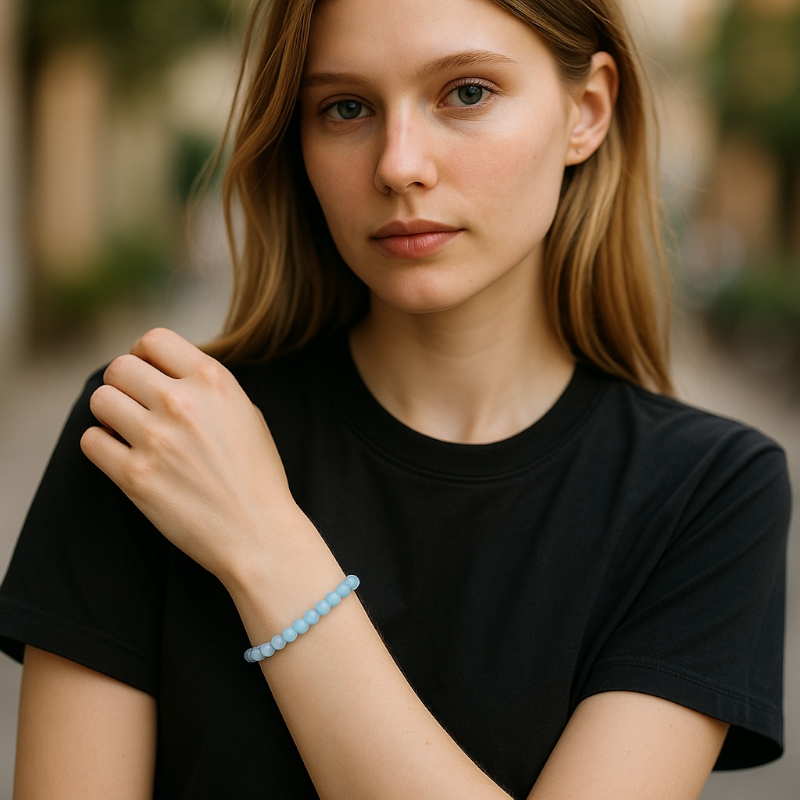 Bracelet aigue marine Namibie AA (boules de 3-4mm)