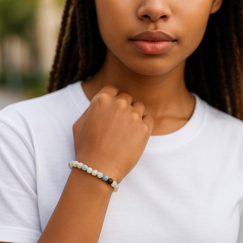Multicolored Amazonite Bracelet from Brazil AB (3-4mm beads)