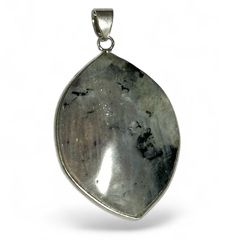 "Mystic Shine" labradorite pendant, Madagascar AA grade, freeform setting