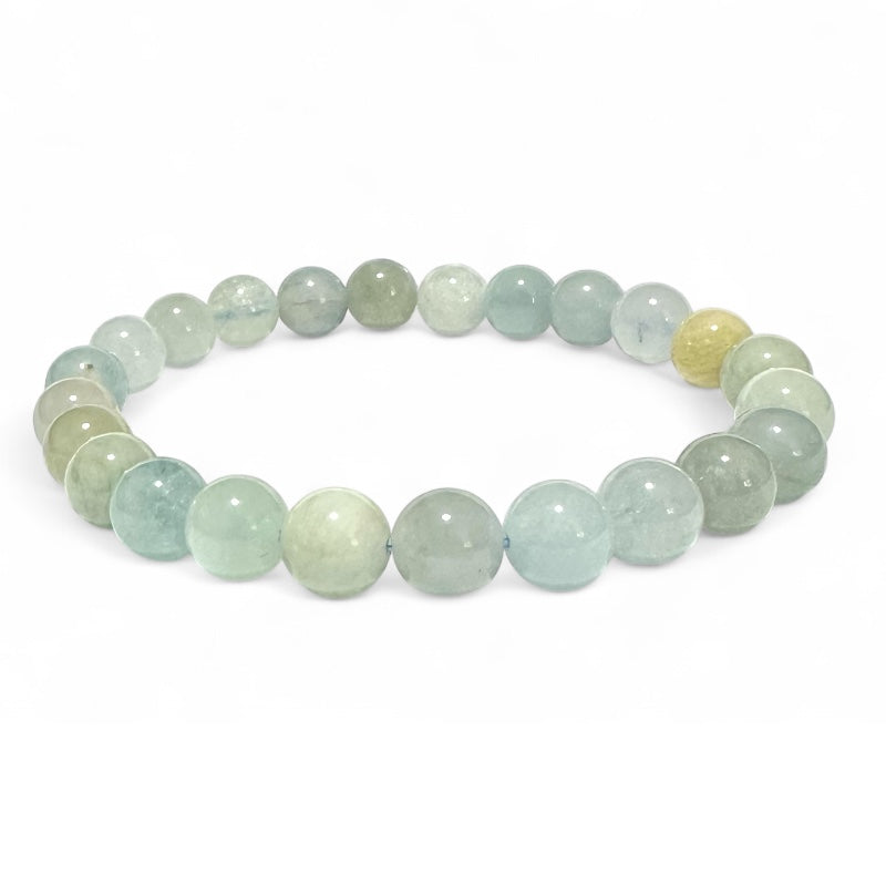 Multicolored aquamarine bracelet from Brazil (A size) (7-8mm beads)