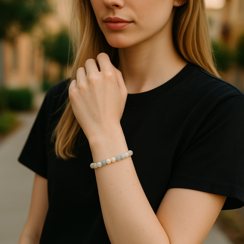 Multicolored aquamarine bracelet Brazil AB (7-8mm balls)