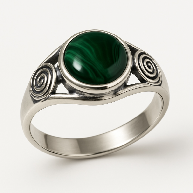 Bague malachite Congo AA argent 925