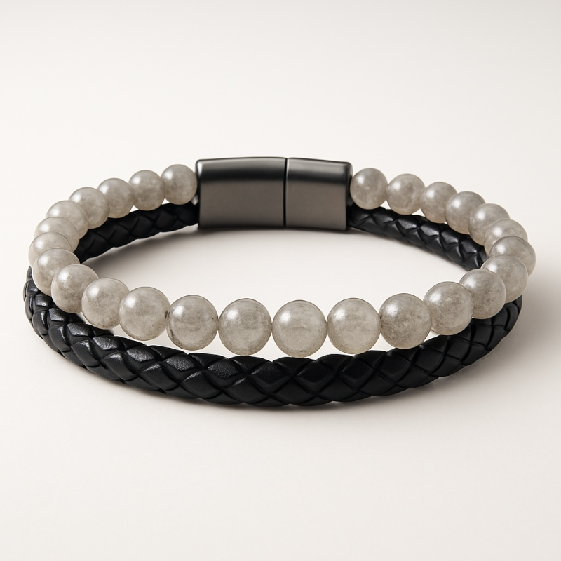 Pulsera hombre piel labradorita (bolas 5-6mm)