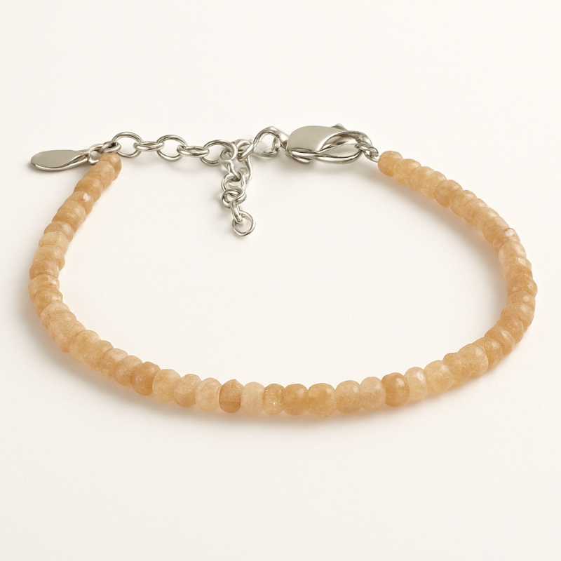Sunstone and moonstone bracelet with faceted beads in 925 silver