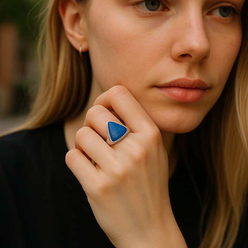 Bague opale doublet Australie AAA argent 925 - Taille 53