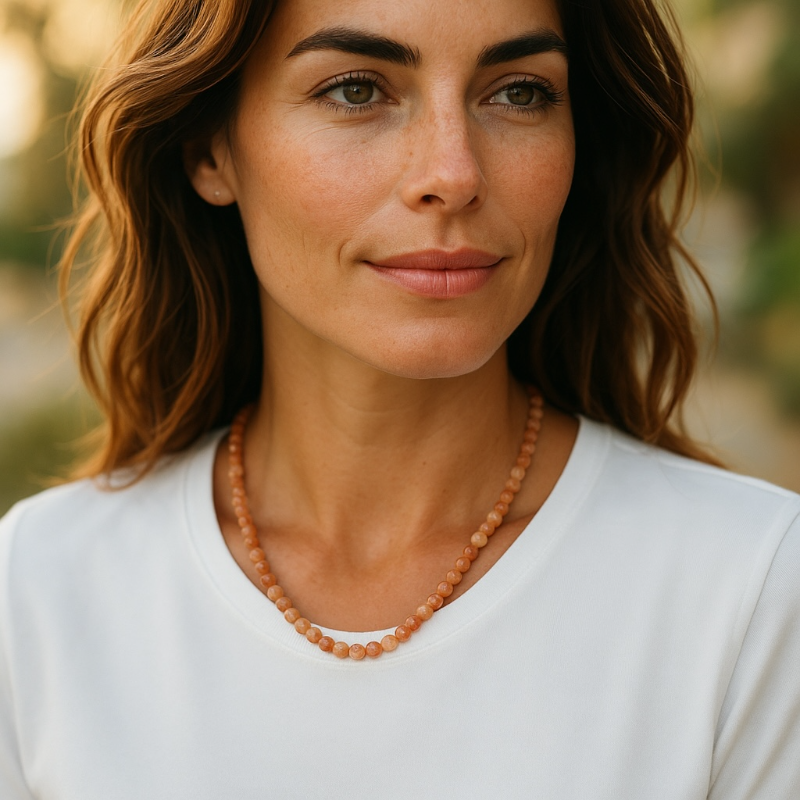 Collier pierre de soleil Inde AA (perles facettées 3-4mm) - 45cm