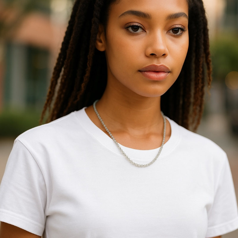 Collier labradorite Madagascar AA (perles facettées 3-4mm) - 45cm