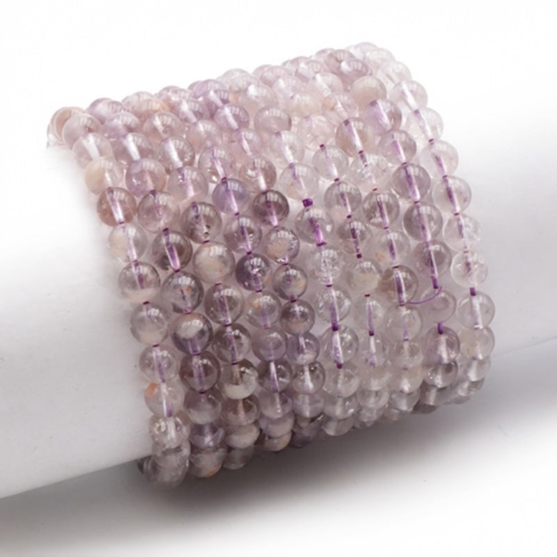 Pulsera de amatista clara de Brasil, grado AA (cuentas de 5-6 mm)