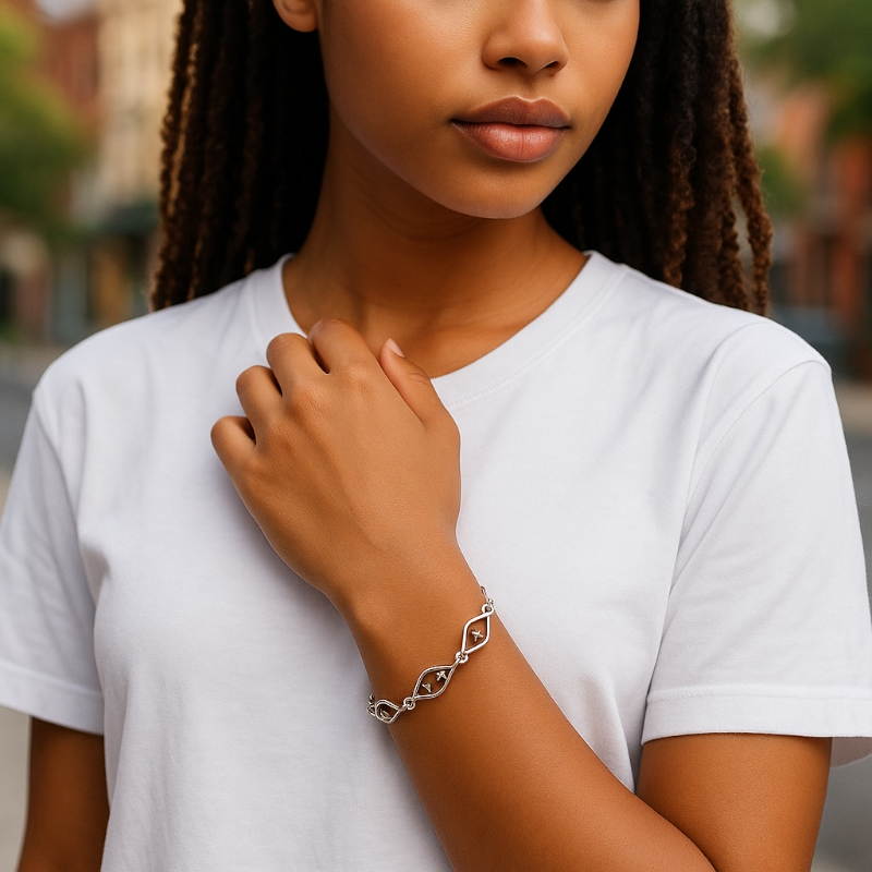 Pulsera de cuarzo ahumado USA AA plata 925