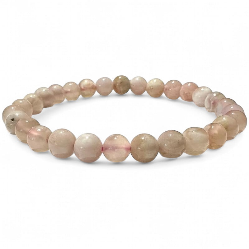 Pulsera de calcedonia rosa brasileña AA (bolas 5-6mm)