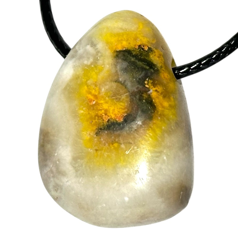 Indonesian Bumble Bee Jasper Pendant A (hole stone) + cord