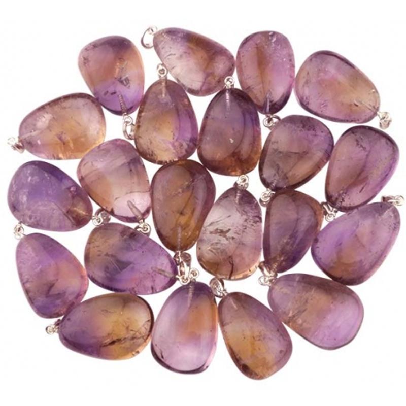 Pendentif amétrine Brésil A pierre roulée boucle argent 925