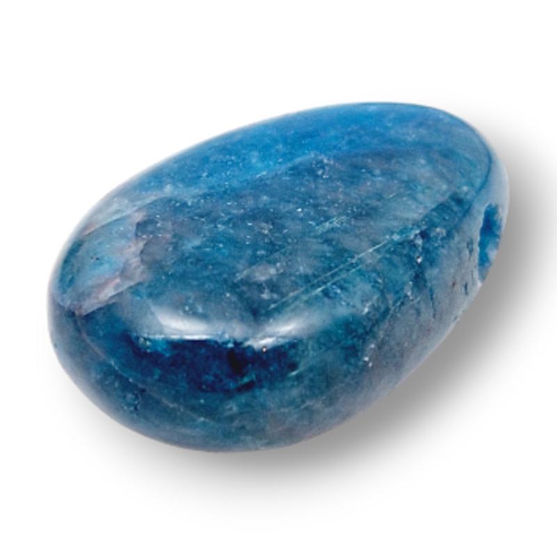 Pendentif apatite bleue Madagascar AA (pierre trouée) + cordon