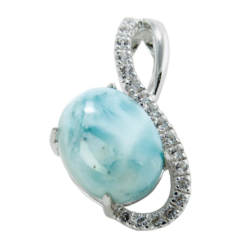 Pendentif larimar et topaze argent 925