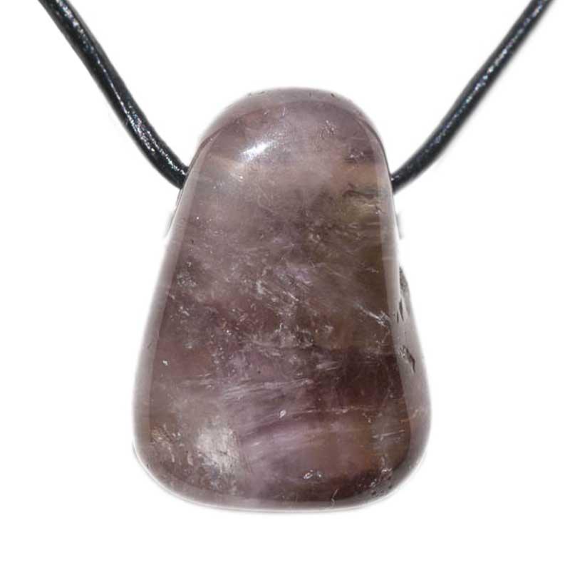 Pendentif Auralite-23 A pierre roulée trouée + cordon