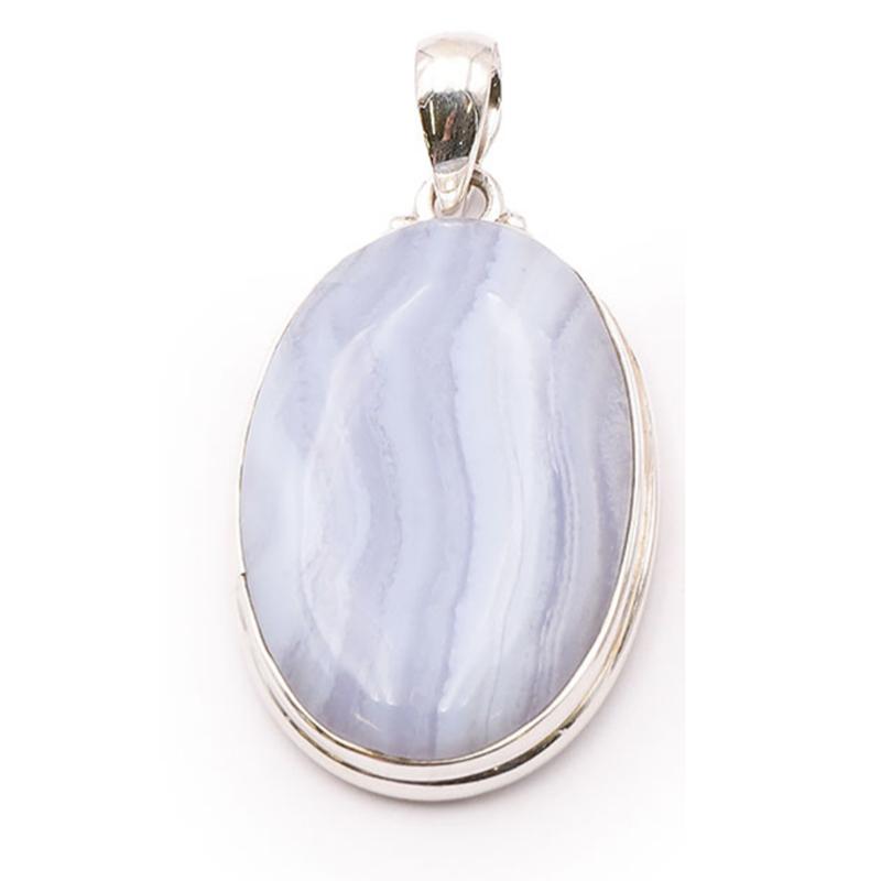 Pendentif calcédoine bleue Namibie AAA argent 925