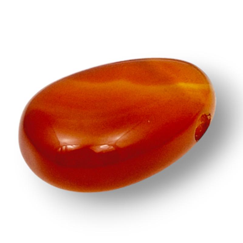 Pendentif cornaline Brésil A (pierre trouée) + cordon