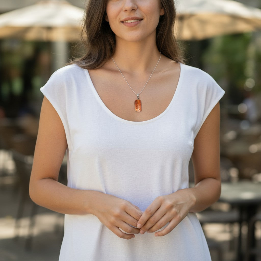 Colgante granate marrón hessonita Estados Unidos Un lazo de plata de piedra enrollada 925