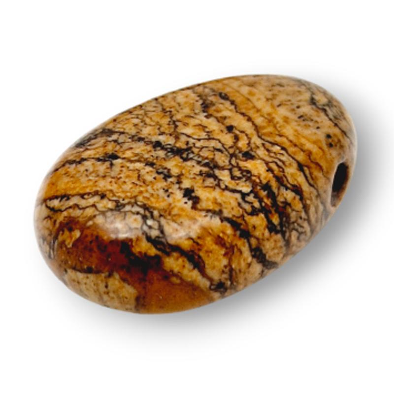 Pendentif jaspe paysager Afrique du Sud A (pierre trouée) + cordon