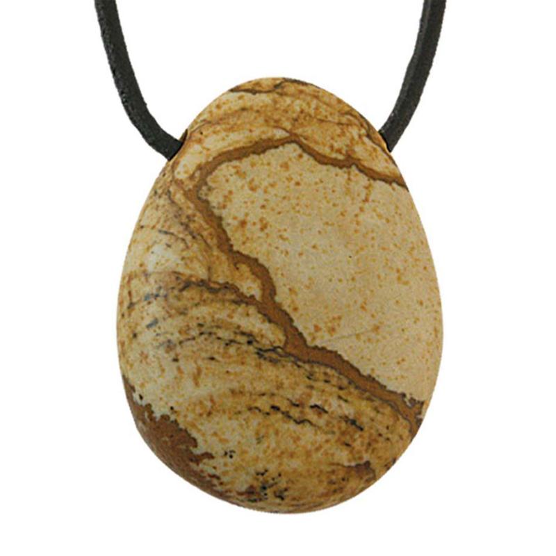 Pendentif jaspe paysager Afrique du Sud A (pierre trouée) + cordon