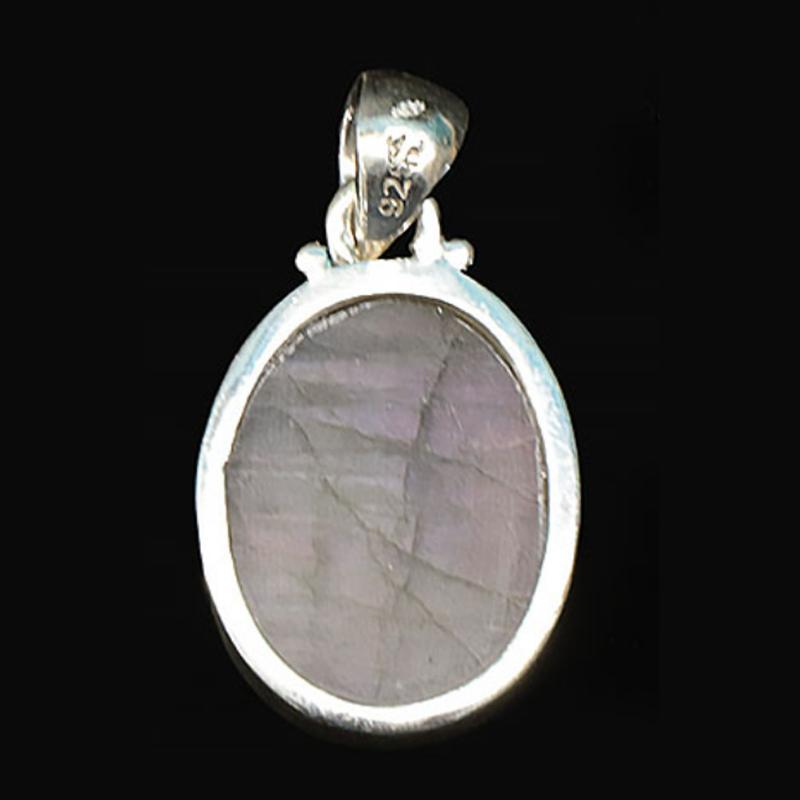 Pendentif labradorite violette Madagascar AA+ argent 925