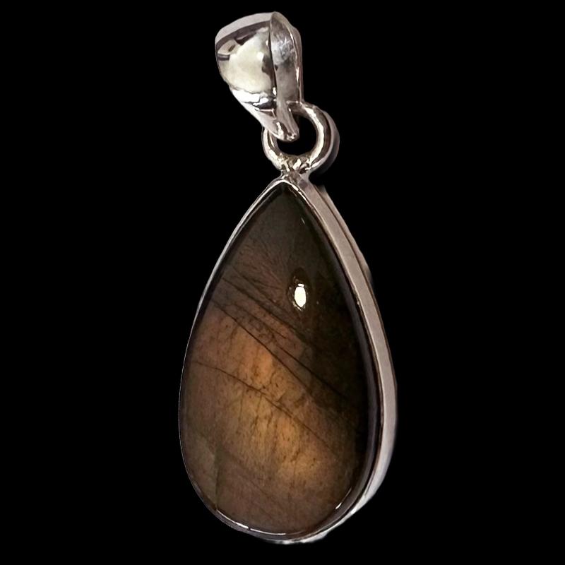 Pendentif labradorite violette Madagascar AAA argent 925