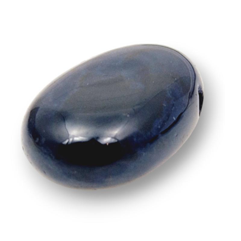 Pendentif onyx noir Inde A (pierre trouée) + cordon