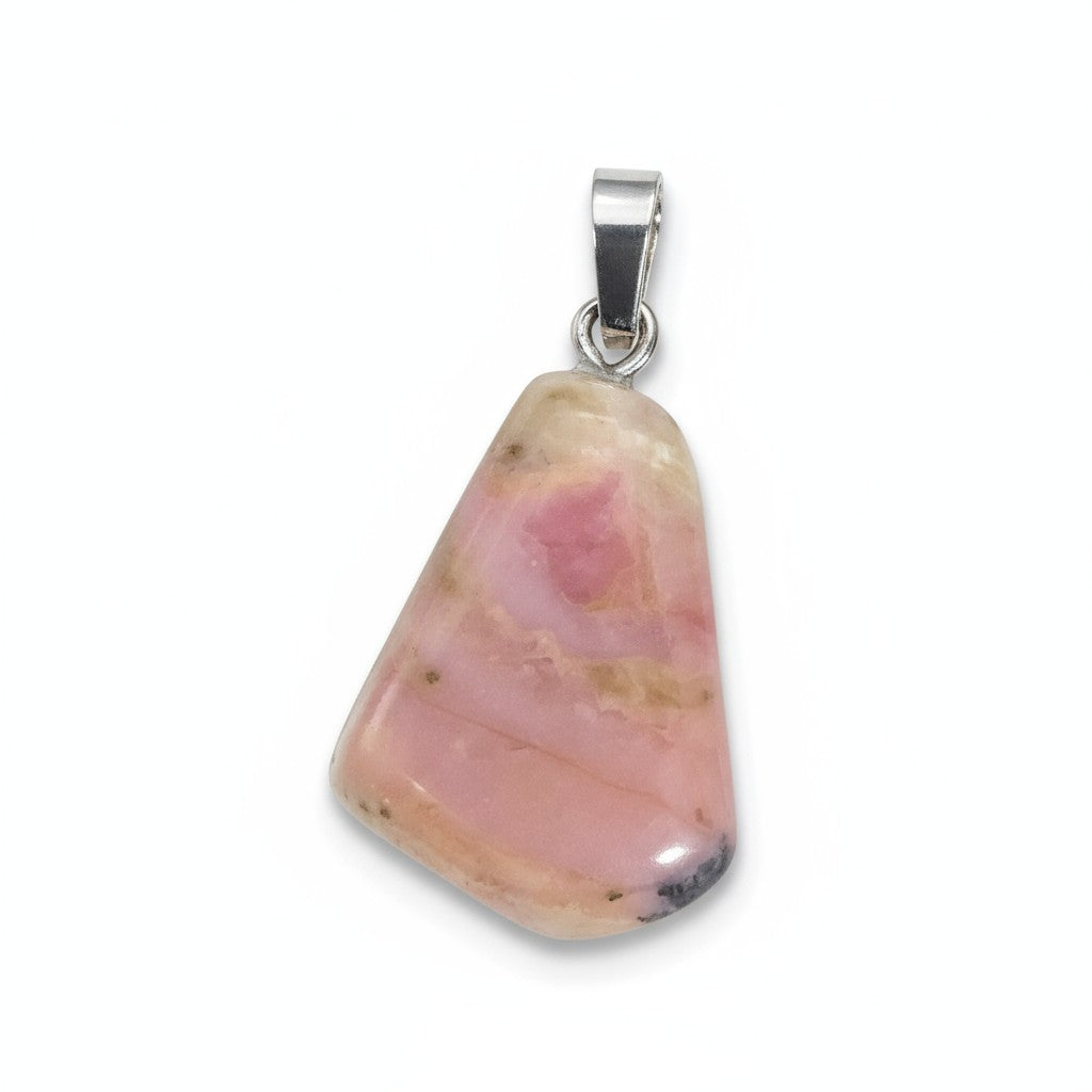 Colgante de ópalo andino rosa con hebilla de plata 925