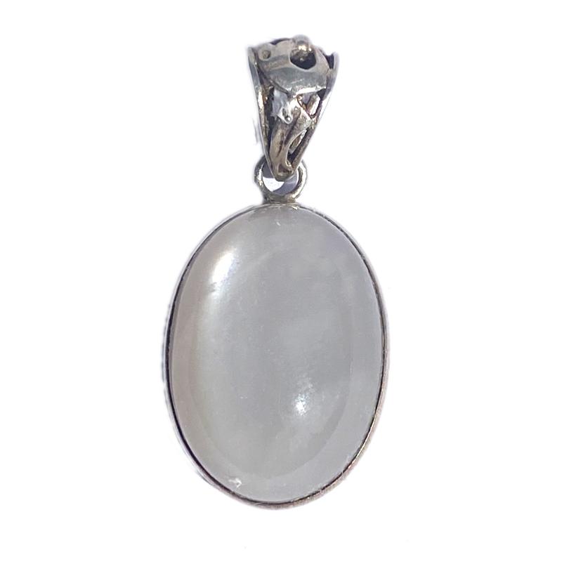 Pendentif pierre de lune arc en ciel (péristérite) Inde A argent 925