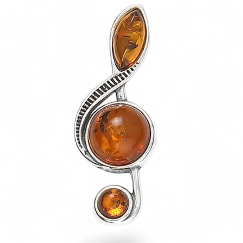 Colgante de plata y ámbar coñac (corazón)