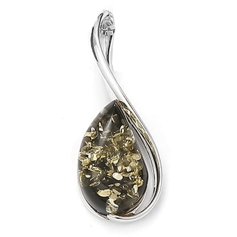 Colgante de plata y ámbar coñac (corazón)