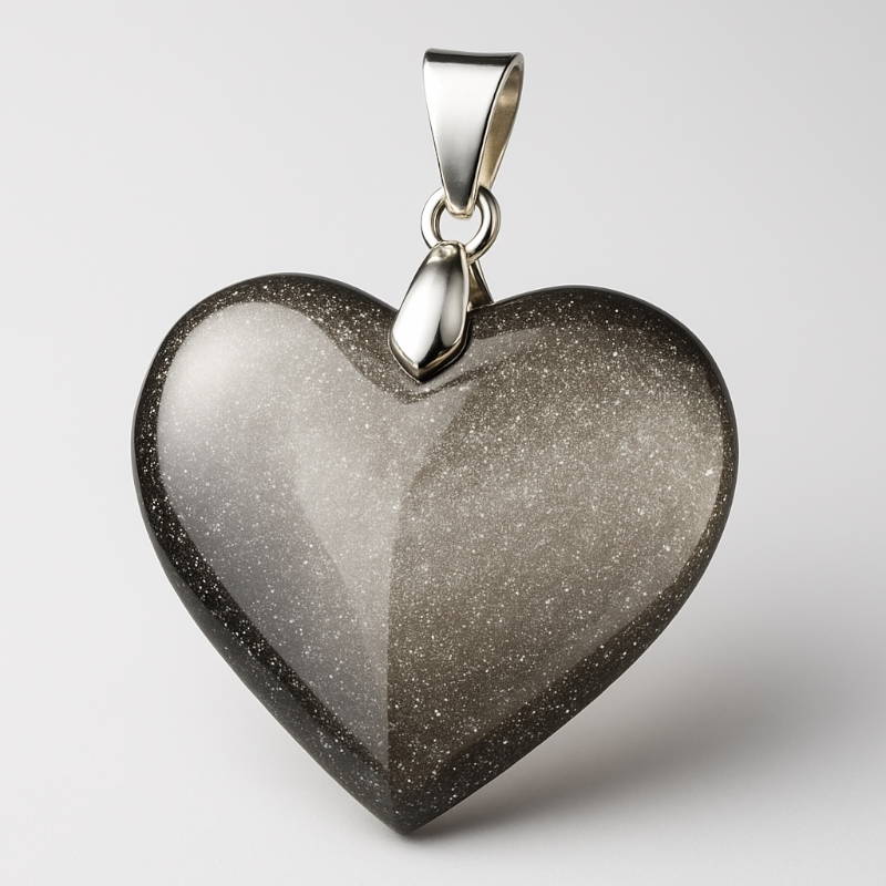 Colgante corazón obsidiana ojo celeste México AAA acero inoxidable
