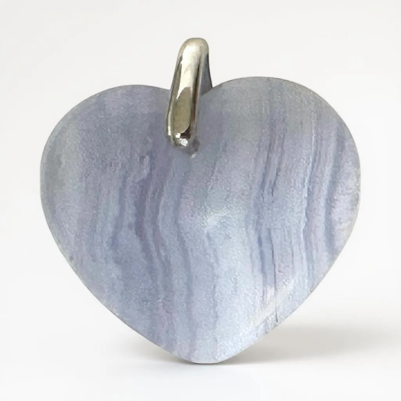Pendentif coeur calcédoine bleue Namibie AAA 25mm