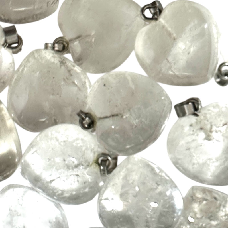 Pendentif coeur cristal de roche Brésil A (15mm)