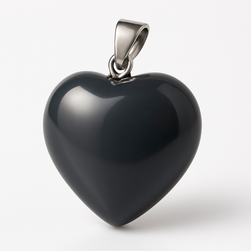 Pendentif coeur obsidienne oeil céleste Mexique A (20mm) argent 925