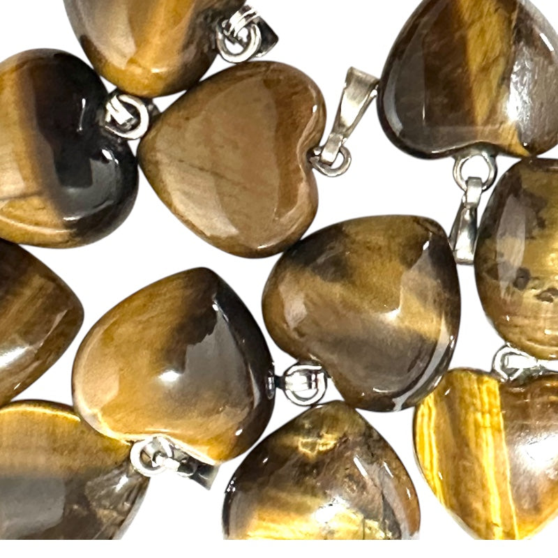 Colgante de corazón de ojo de tigre, Sudáfrica, A (15 mm)