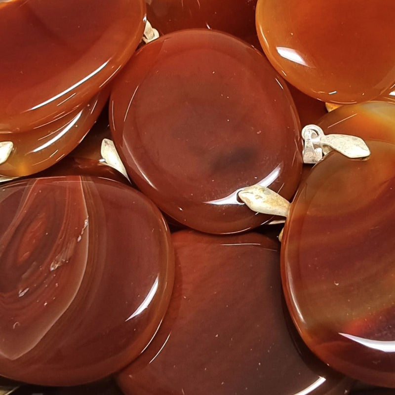 Pendentif cornaline Brésil A (pierre plate)